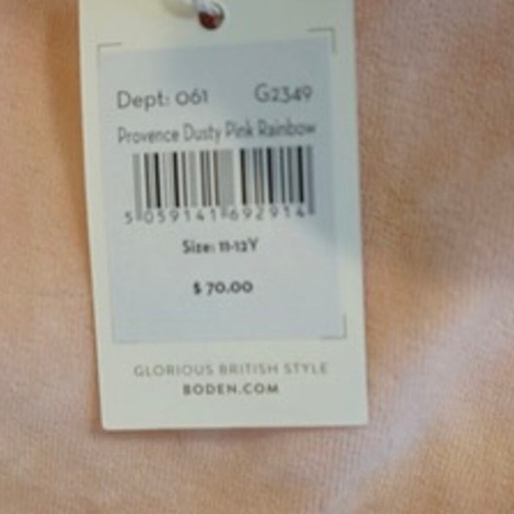 NEW Boden Short Sleeve Provence Tiered Dress Rainbow Pink Girls Size 11-12Y - Picture 3 of 4